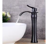 TYMYW Rubinetto Alto per Lavabo da Appoggio A Cascata Monocomando Miscelatore per Bagno Monoforo in Ottone,Nero Antico,Un
