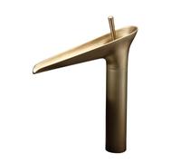 TYMYW Rubinetto Alto per Lavabo da Appoggio Ottone Anticato Miscelatore Lavabo Bagno Cascata Maniglia Singola Foro Singolo