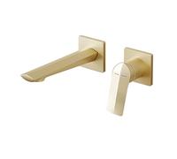 TYMYW Rubinetto Bagno Incasso Maniglia Singola a Doppio Foro Incasso Rubinetto Miscelatore Lavello Ottone,Oro Spazzolato