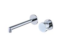 TYMYW Rubinetto Bagno Lavabo a Muro Maniglia Singola Rubinetto Miscelatore Lavabo Incasso Doppio Foro Ottone,Argento Cromato