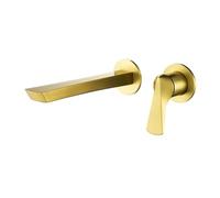 TYMYW Rubinetto Bagno Lavabo Incasso Doppio Foro Maniglia Singola Rubinetto Miscelatore Lavello in Ottone,Oro Spazzolato