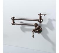 TYMYW Rubinetto Cucina a Muro Pieghevole Rubinetto di Riempimento Pentola Acqua Fredda con Braccio Girevole a Doppio Snodo,Bronzo Bruno