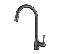 TYMYW Rubinetto Cucina con Doccetta Estraibile Ottone Girevole A 360° Rubinetto Miscelatore Cucina con 2 Modalità Dell'Acqua,Grigio