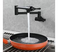 TYMYW Rubinetto Cucina da Muro Solo Acqua Fredda Pieghevole con Braccio Girevole a Doppio Snodorubinetto di Riempimento Pentola,Nero