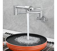 TYMYW Rubinetto Cucina da Muro Solo Acqua Fredda Pieghevole con Braccio Girevole a Doppio Snodorubinetto di Riempimento Pentola,Cromato