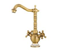 TYMYW Rubinetto Cucina Retro con Due Maniglie Miscelatore Lavello Alto Rubinetto da Cucina Girevole 360° in Ottone,Retrò