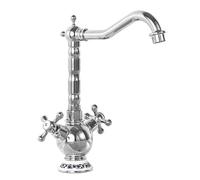 TYMYW Rubinetto Cucina Retro con Due Maniglie Miscelatore Lavello Alto Rubinetto da Cucina Girevole 360° in Ottone,Cromato