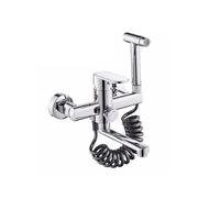 TYMYW Rubinetto Miscelatore Cucina a Muro in Ottone Cromato | con Pistola a Spruzzo, Braccio 180° Girevole 23cm,Monocomando Doppio Foro,per Lavello Cucina