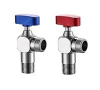 TYMYW Valvola Ad Angolo 1/2 Pollice Ottone Cromato, Valvola di Regolazione Dell'Angolo Del Tubo Dell'Acqua Calda E Fredda (Rosso, Blu)