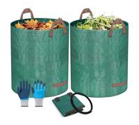 TYNJKJDM 2PCS Sacchi da Giardinaggio con Coperchio,272L Raccogli Foglie da Giardino,Sacchi per rifiuti Pieghevoli con Maniglie,Robusti,Antistrappo e riutilizzabili(2pcs Without Cover,67x76cm)