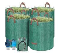 TYNJKJDM 2PCS Sacchi da Giardinaggio con Coperchio,272L Raccogli Foglie da Giardino,Sacchi per rifiuti Pieghevoli con Maniglie,Robusti,Antistrappo e riutilizzabili(4pcs Without Cover,80x100cm)