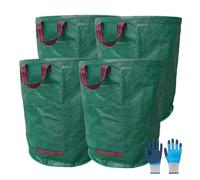 TYNJKJDM 4PCS Sacchi per Rifiuti da Giardino Resistenti,500L Sacchi Giardinaggio Riutilizzabili con Maniglie,Tessuto Industriale Sacco Raccogli per Foglie Erba,Rifiuti(Without Cover,67x76cm)