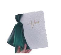 TYNXK 1 Biglietto di Auguri for voti Nuziali, Libro dei giuramenti con Nastri in Chiffon e Penna Rosa, Sposa Sposo, Amore Romantico(Dark Green)