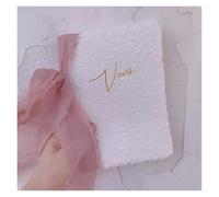 TYNXK 1 Biglietto di Auguri for voti Nuziali, Libro dei giuramenti con Nastri in Chiffon e Penna Rosa, Sposa Sposo, Amore Romantico(Pink)