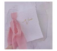 TYNXK 1 Biglietto di Auguri for voti Nuziali, Libro dei giuramenti con Nastri in Chiffon e Penna Rosa, Sposa Sposo, Amore Romantico(Dark Pink)