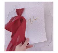 TYNXK 1 Biglietto di Auguri for voti Nuziali, Libro dei giuramenti con Nastri in Chiffon e Penna Rosa, Sposa Sposo, Amore Romantico(Red)