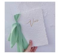 TYNXK 1 Biglietto di Auguri for voti Nuziali, Libro dei giuramenti con Nastri in Chiffon e Penna Rosa, Sposa Sposo, Amore Romantico(Light Green)