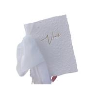 TYNXK 1 Biglietto di Auguri for voti Nuziali, Libro dei giuramenti con Nastri in Chiffon e Penna Rosa, Sposa Sposo, Amore Romantico(White)