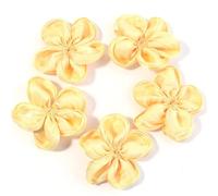 TYNXK 10 Pezzi 6 cm Raso Fiori Artificiali in Tessuto Patch Applique Abito da Sposa Fai da Te Sposa Velo for Capelli Vestiti Copricapo(Yellow)