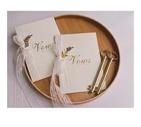 TYNXK 2 Pezzi di Carta giurata Fatta a Mano in Pizzo Bianco, discorso della Sposa e dello Sposo, Garanzia del Libro Nozze bronzato