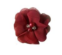 TYNXK 20 Pezzi da 2" in 35 Colori, Mini Fiori in Tessuto Chiffon for inviti di Nozze, Fiori Artificiali for la Decorazione di Abiti(Wine Red,with Clip)