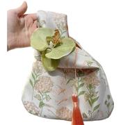TYNXK Borsa Da Polso Con Nodo Borsa da polso con nodo, ciondolo a forma di fiore, borsa for il pranzo, cosmetica, in stile cinese, a nappa, piccola for oggetti(Pink,Tassel-Flower)