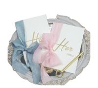 TYNXK Carta dei voti Nuziali for sposi con Nastro in Chiffon(Blue)