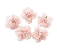TYNXK Fiore in Tessuto Satinato da 4 cm con stame for Decorazione Artigianale con forcina, Fiore Artificiale con Foglia for Decorazioni Nuziali(Champagne)