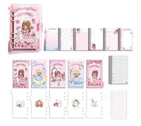TYNXK Manuale A Fogli Sciolti Loose Leaf Notebook Grid Page Daily Planner Diary Notepad Colorful Binder Journals Cute Handbook Girls Stationery Quaderni A Fogli Sciolti (Color : 03, Size : 103x171mm)