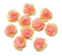 TYNXK Mini Fiore in Tessuto Chiffon colorato da 4 cm for invito di Nozze Artificiale for Decorazione di Abiti da Cucito(Deep Pink,10Pcs)