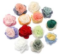 TYNXK Mini Fiore in Tessuto Chiffon colorato da 4 cm for invito di Nozze Artificiale for Decorazione di Abiti da Cucito(Mixed,10Pcs)