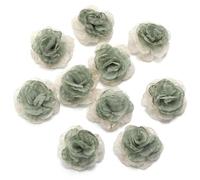 TYNXK Mini Fiore in Tessuto Chiffon colorato da 4 cm for invito di Nozze Artificiale for Decorazione di Abiti da Cucito(Green,10Pcs)