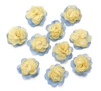 TYNXK Mini Fiore in Tessuto Chiffon colorato da 4 cm for invito di Nozze Artificiale for Decorazione di Abiti da Cucito(Yellow,10Pcs)