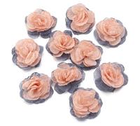 TYNXK Mini Fiore in Tessuto Chiffon colorato da 4 cm for invito di Nozze Artificiale for Decorazione di Abiti da Cucito(Peach Pink,10Pcs)