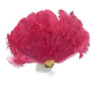 TYNXK Ventaglio con Piume 130CM 100CM White Big Ostrich Feather Fan Fluffy 13 Bone Handheld Carnival Dance Stage Performance Plumes(Watermelon Red,Big Fan 2PCS)