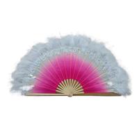 TYNXK Ventaglio con Piume 1pc Feather Folding Fan Girl Stage Performance Wedding Dance Party Photographic Props Hand Decoration(Rose Pink,40cm)