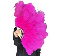 TYNXK Ventaglio con Piume 40cm Ostrich Hair Fan Photography Props Stage Performance Dance Bar Feather Folding Wedding Party Decoration(Rose Pink,Right Hand)