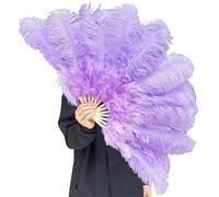 TYNXK Ventaglio con Piume 40cm Ostrich Hair Fan Photography Props Stage Performance Dance Bar Feather Folding Wedding Party Decoration(Purple,Right Hand)