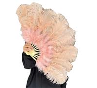 TYNXK Ventaglio con Piume 40cm Ostrich Hair Fan Photography Props Stage Performance Dance Bar Feather Folding Wedding Party Decoration(Pink01,Right Hand)