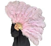 TYNXK Ventaglio con Piume 40cm Ostrich Hair Fan Photography Props Stage Performance Dance Bar Feather Folding Wedding Party Decoration(Pink,Right Hand)