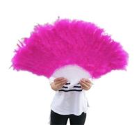 TYNXK Ventaglio con Piume Feather Fan Foldable Handmade Hand Peacock Fans Palace Decorative Wedding Party Dance Props Christmas Decoration(W5 80x45cm)