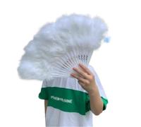 TYNXK Ventaglio con Piume Feather Fan Foldable Handmade Hand Peacock Fans Palace Decorative Wedding Party Dance Props Christmas Decoration(L 27x40cm)