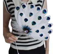 TYNXK Ventaglio con Piume Feather Fan Round Photo Shoot Stage Performance Props And Down Handheld(Color-01)