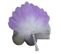 TYNXK Ventaglio con Piume Feather Fan Round Photo Shoot Stage Performance Props And Down Handheld(Color-02)