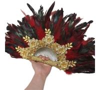 TYNXK Ventaglio con Piume Handmade Feather Hand Fan with Applique Chicken Feathers, Dance Wedding Decoration, 1Pc(Color-02)