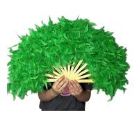 TYNXK Ventaglio con Piume Large Red Feather Fan for Stage Performance, Photography Props, Folding, Wedding Party Decoration, 70x40cm(Green)