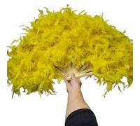 TYNXK Ventaglio con Piume Large Red Feather Fan for Stage Performance, Photography Props, Folding, Wedding Party Decoration, 70x40cm(Yellow)