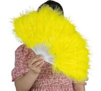 TYNXK Ventaglio con Piume Turkey Feather Fans White Held Plume Fan Hand Halloween Party Stage Dance Props Show(Yellow)