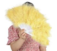 TYNXK Ventaglio con Piume Turkey Feather Fans White Held Plume Fan Hand Halloween Party Stage Dance Props Show(Khaki)