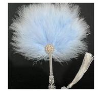 TYNXK Ventaglio con Piume Vintage Feather Hand Fan 1920S Renaissance Costume Dancing Show Wedding Party Decorations for Women Girls(Blue Tassel)